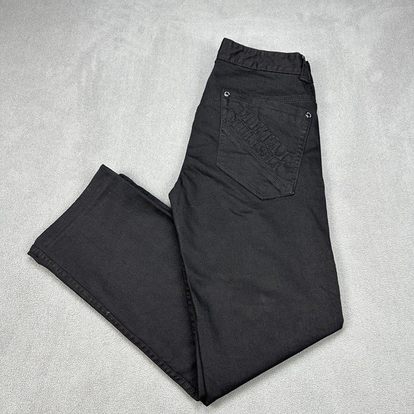 Metal Mulisha Jeans Mens 31X28 Black Denim Straight Leg Mid Rise Logo Rockabilly